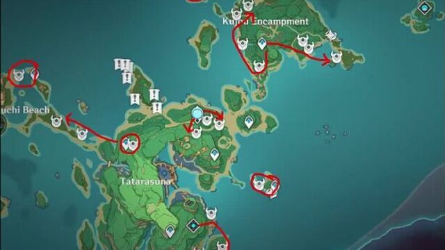 [kyostinv] nobushi & kairagi locations - old handguard farming route -【genshin impact】