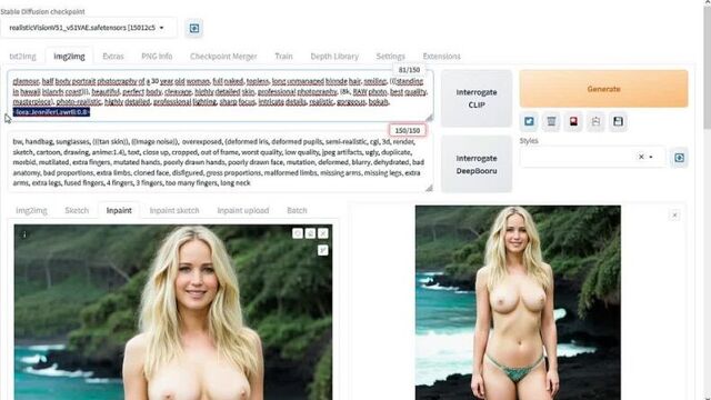 Stable diffusion: lora jennifer lawrence naked