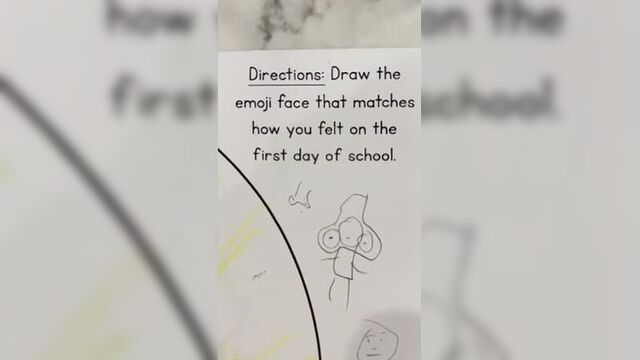 Школа моей 7-летней дочери попросила их нарисовать смайлик, который показал бы, как они относятся к первому дню в школе…