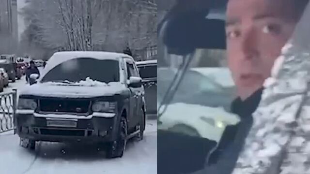 Автохам-яжотец напал на снимавшего его пешехода