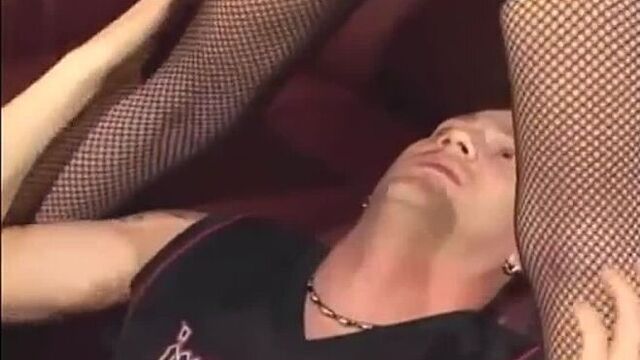 Close up cunnilingus in fishnet