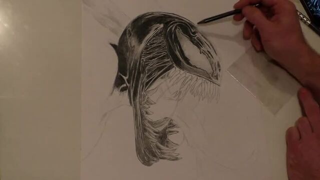 Веном - простым карандашом.venom pencil drawing. рисунок карандашом