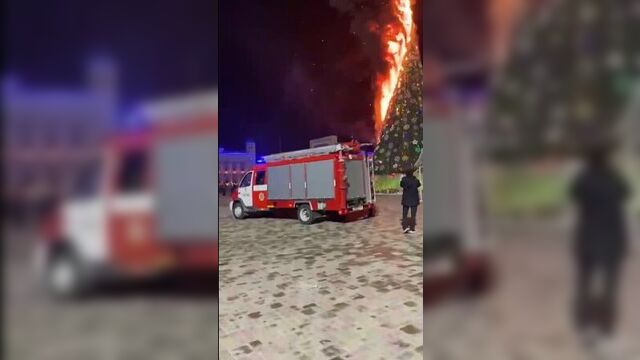 В таразе (казахстан) сгорела главная елка города