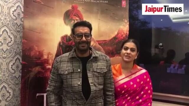 #kajol и аджай на продвижении фильма "танаджи"