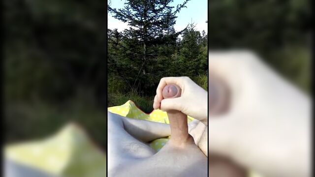 Norwegian guy masturbating in the woods of norway