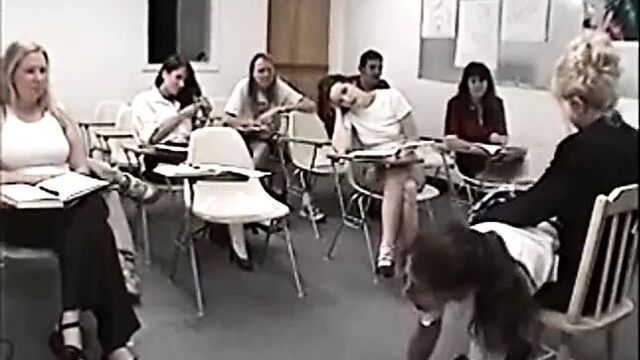 Several girls spanked in satin panties