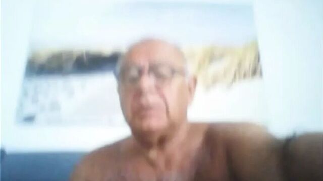 Grandpa cum on webcam