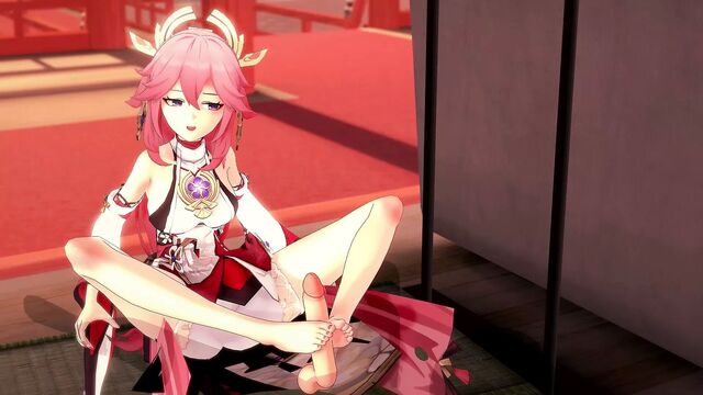 Genshin impact – yae miko’s foot pleasure & anal play