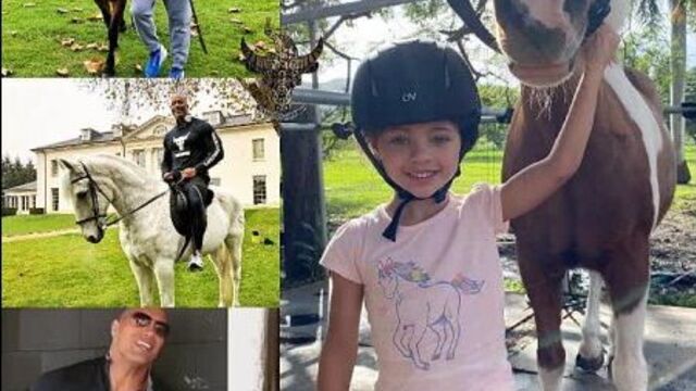 Дуэйн джонсон и жасмин джонсон с лошадьми